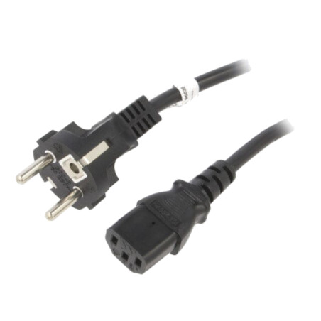 Cablu; CEE 7/7 (E/F) mufă,IEC C13 mamă; PVC; 3m; negru; 10A; 250V