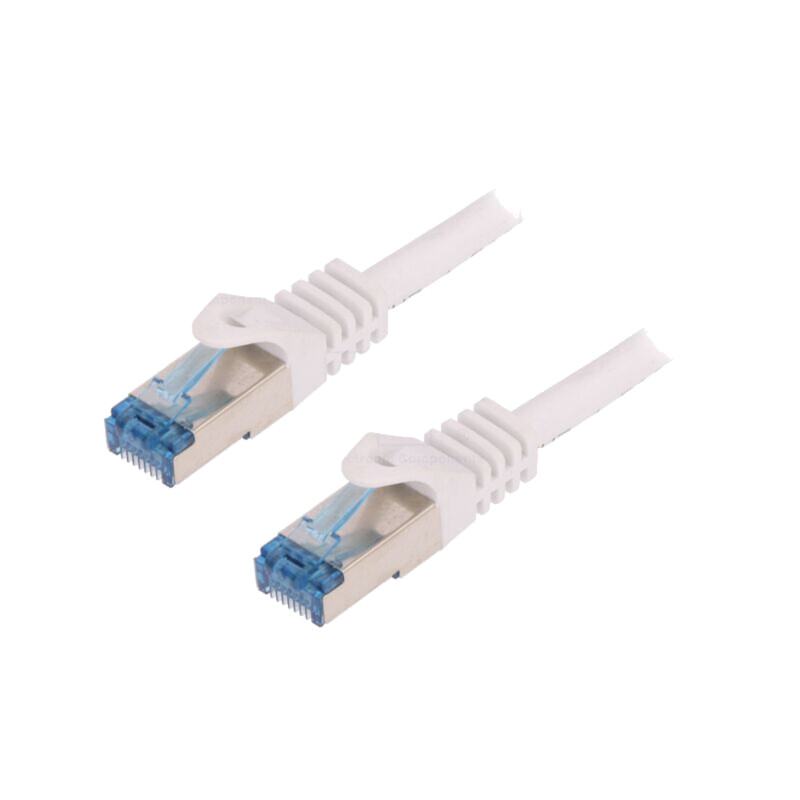 Patch cord; S/FTP; 6a; litat; Cu; LSZH; alb; 5m; 26AWG; Placare: aurit