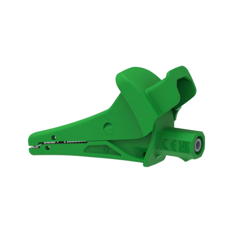 Bornă crocodil; 20A; verde; Capacitate prindere: max.25mm; 1,5kV