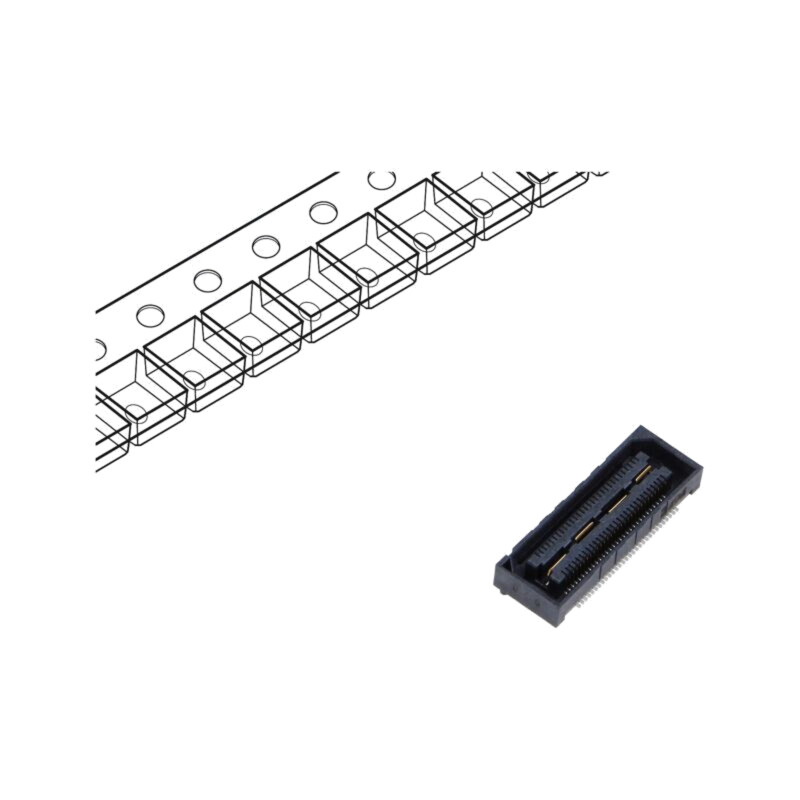 Conector: PCB-PCB; mamă; PIN: 60; 0,5mm; QSH; aurit; SMT; soclu; 2A Conector: PCB-PCB; mamă; PIN: 60; 0,5mm; QSH; aurit; SMT; soclu; 2A