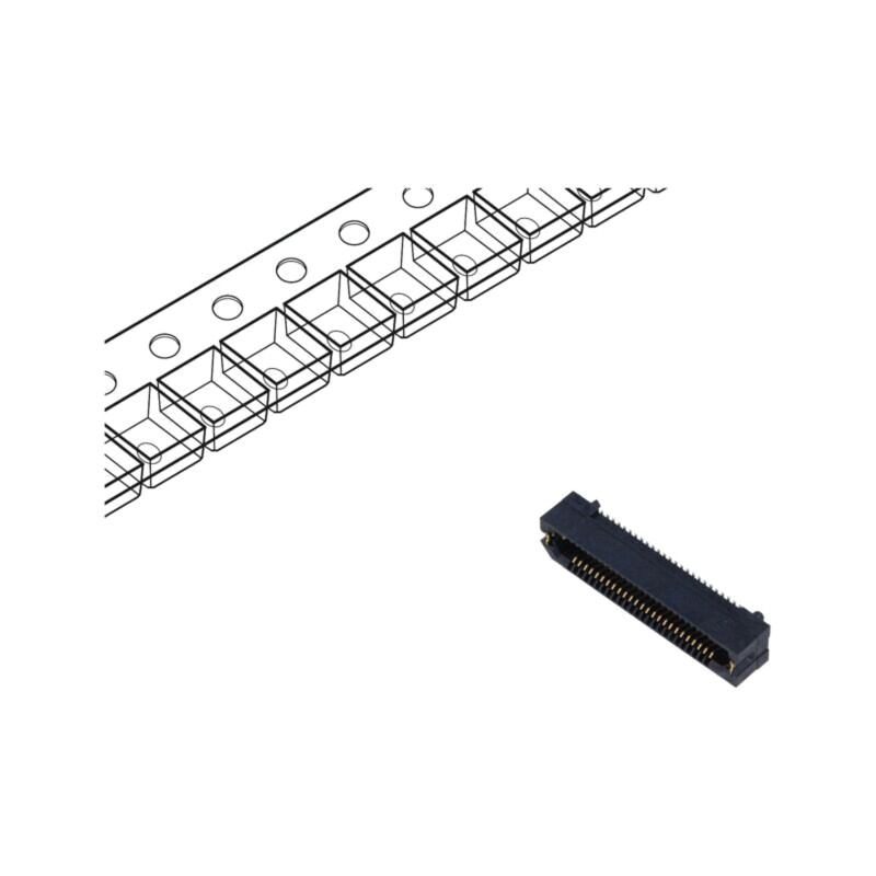Conector: PCB-PCB; mamă; PIN: 50; 0,8mm; ERF8; aurit; SMT; soclu; 1,4A Conector: PCB-PCB; mamă; PIN: 50; 0,8mm; ERF8; aurit; SMT; soclu; 1,4A