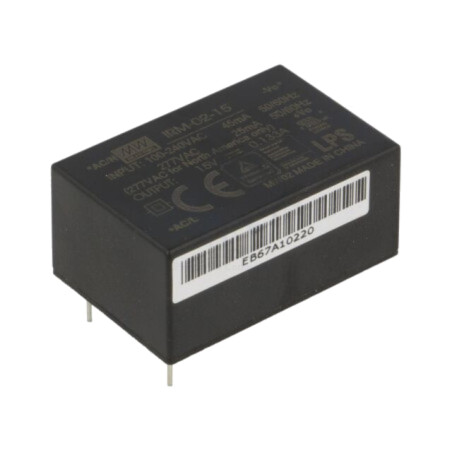 Convertor: AC/DC; 2W; Uintr: 85÷305VAC,120÷430VDC; Uieş: 15VDC