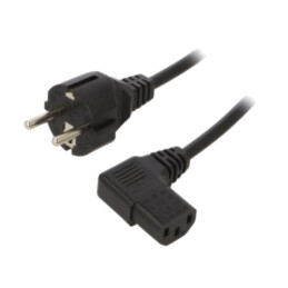 Cablu; 3x1mm2; CEE 7/7 (E/F) mufă,IEC C13 mamă 90°; PVC; 3m; 16A