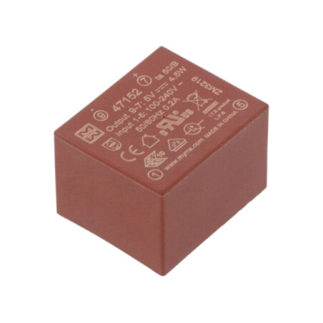 Convertor: AC/DC; 4,5W; Uintr: 85÷265VAC,120÷370VDC; Uieş: 5VDC