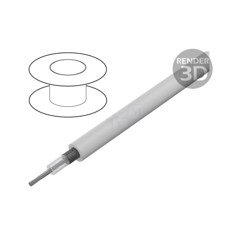 Cablu: coaxial; RG187A/U; litat; CCS; PFA; alb; 2,54mm