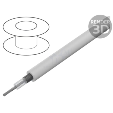 Cablu: coaxial; RG187A/U; litat; CCS; PFA; alb; 2,54mm