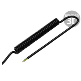 Cablu: spiralat; 6x0,22mm2; neecranat; PUR; negru; 300V; 0,1m; 0,4m