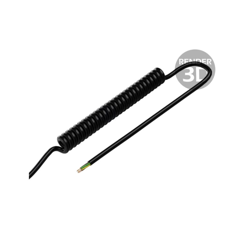 Cablu: spiralat; 6x0,22mm2; neecranat; PUR; negru; 300V; 0,1m; 0,4m
