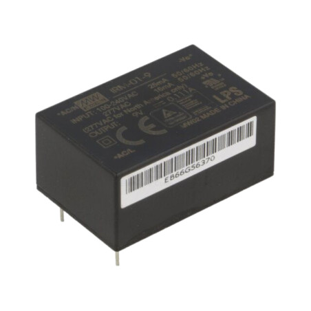 Convertor: AC/DC; 1W; Uintr: 85÷305VAC,120÷430VDC; Uieş: 9VDC; 72%