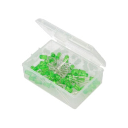 Set: LED; THT; 5mm; 50buc; verde; cutie din plastic; 7,5mA; 30°