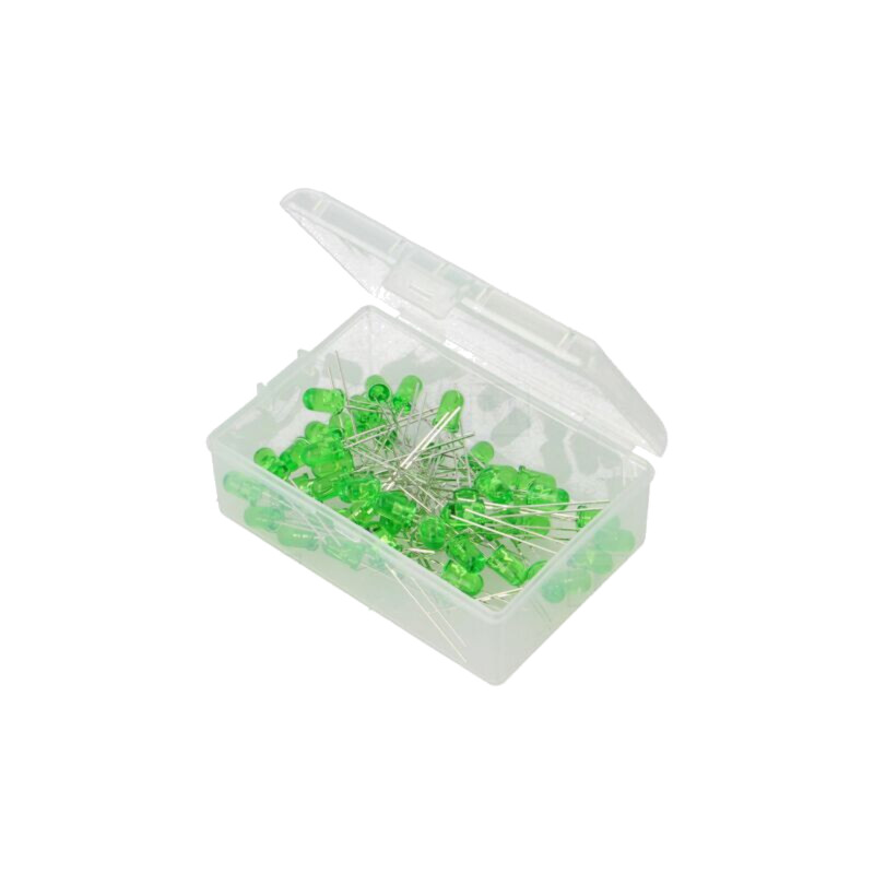 Set: LED; THT; 5mm; 50buc; verde; cutie din plastic; 7,5mA; 30°