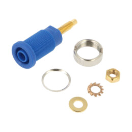 Conector: banană 4mm; soclu; 32A; 1kV; albastră; aurit; pe panou