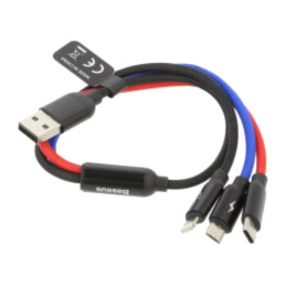 Cablu; High Speed,USB 2.0; 0,3m; negru; textilă