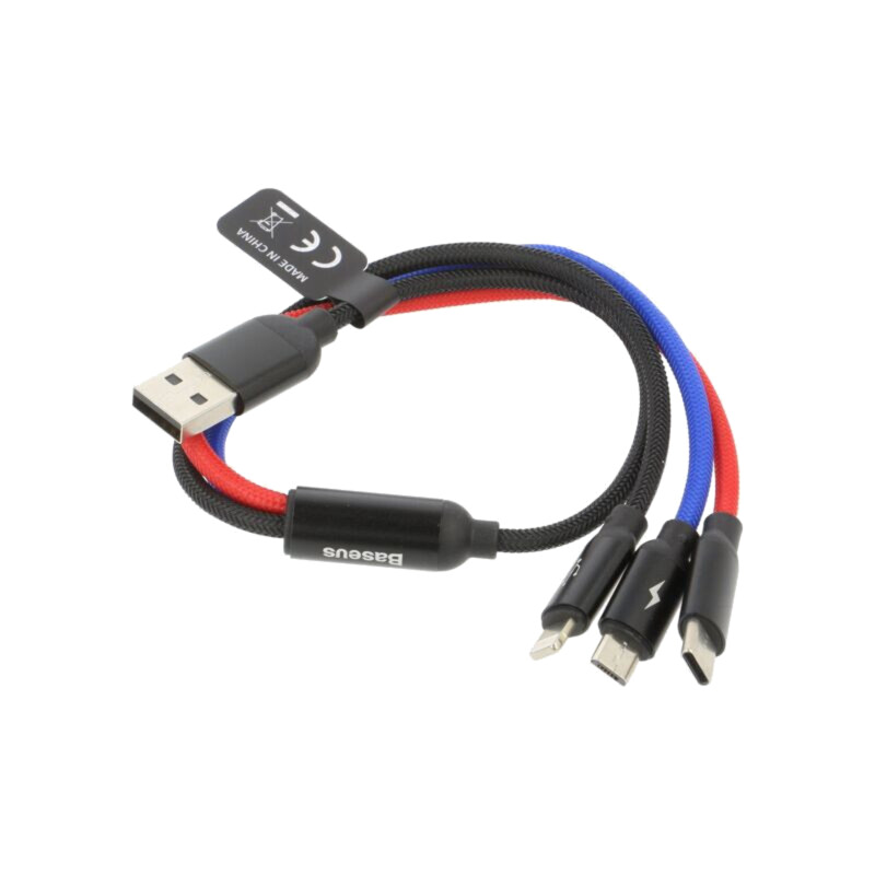 Cablu; High Speed,USB 2.0; 0,3m; negru; textilă