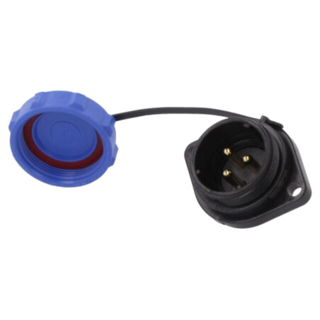 Soclu; SP21; tată; PIN: 3; cu capac de protecţie; IP68; 30A; lipire