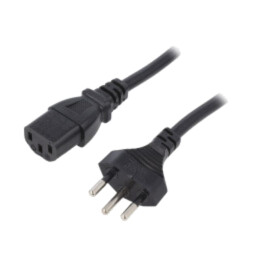 Cablu; 3x1mm2; IEC C13 mamă,SEV-1011 (J) mufă; PVC; 3m; negru; 10A