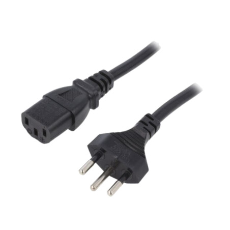 Cablu; 3x1mm2; IEC C13 mamă,SEV-1011 (J) mufă; PVC; 3m; negru; 10A