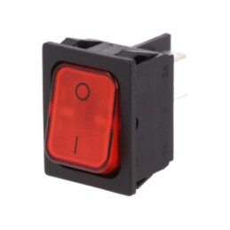 ROCKER; DPST; Poz: 2; ON-OFF; 20A/250VAC; roşie; IP40; bec; 1835; 230V