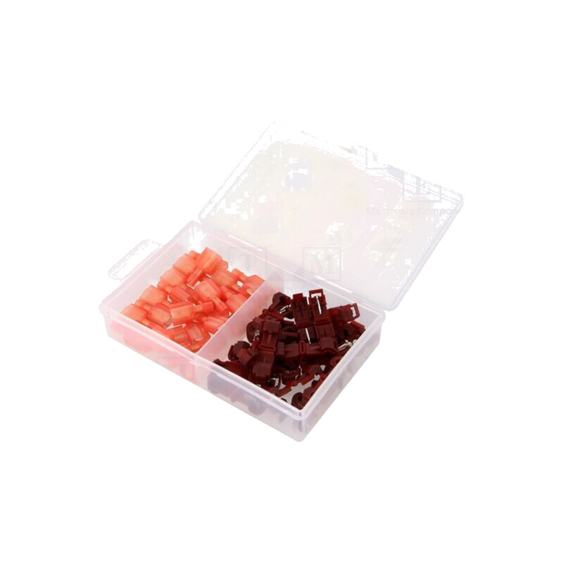 Set: conectori; IDC,crimpat; pe cablu; roşie; 50buc.