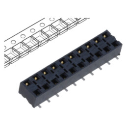 Conector: şiruri pini; mamă; PIN: 20; 2,54mm; aurit; SMT; soclu; rolă