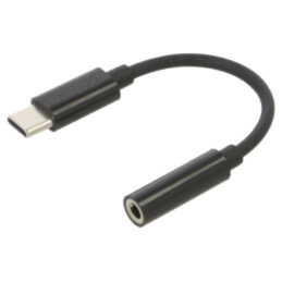 Cablu; USB 3.1; Jack 3,5mm soclu,USB C mufă; 0,12m; negru; neagră