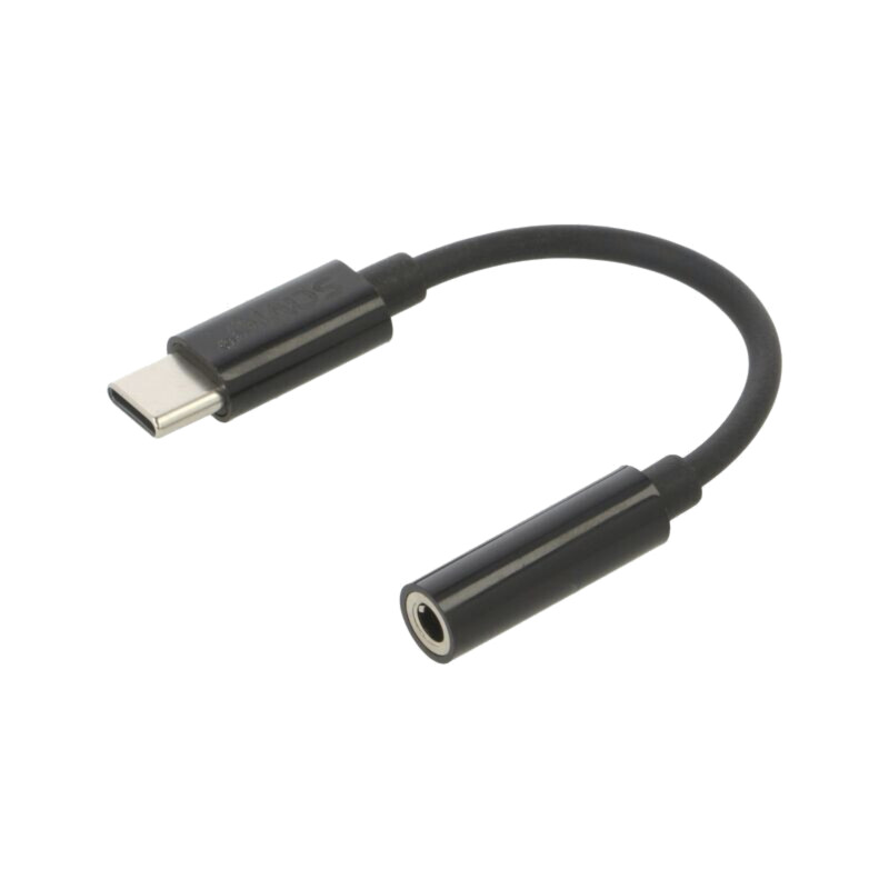 Cablu; USB 3.1; Jack 3,5mm soclu,USB C mufă; 0,12m; negru; neagră