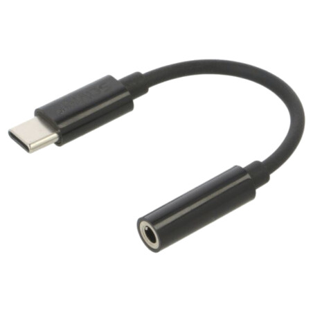 Cablu; USB 3.1; Jack 3,5mm soclu,USB C mufă; 0,12m; negru; neagră