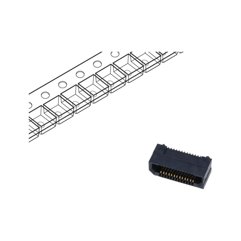 Conector: PCB-PCB; mamă; PIN: 26; 0,8mm; ERF8; aurit; SMT; soclu; 1,4A Conector: PCB-PCB; mamă; PIN: 26; 0,8mm; ERF8; aurit; SMT; soclu; 1,4A