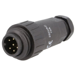 Mufă; WA22; tată; PIN: 7; 6+PE; IP67; 9÷10,5mm; 10A; lipire; 250V