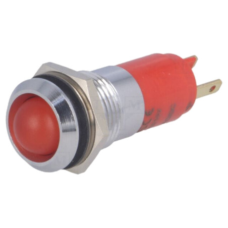 Lampă de control: LED; concav; roşie; 12÷14VDC; 12÷14VAC; Ø14,2mm