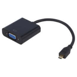 Convertor; D-Sub 15pin HD soclu,mufă  micro HDMI; 200mm; neagră