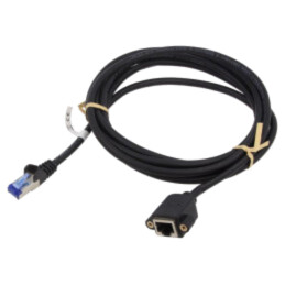 Prelungitor RJ45; S/FTP; 6a; litat; Cu; LSZH; negru; 2m; 27AWG