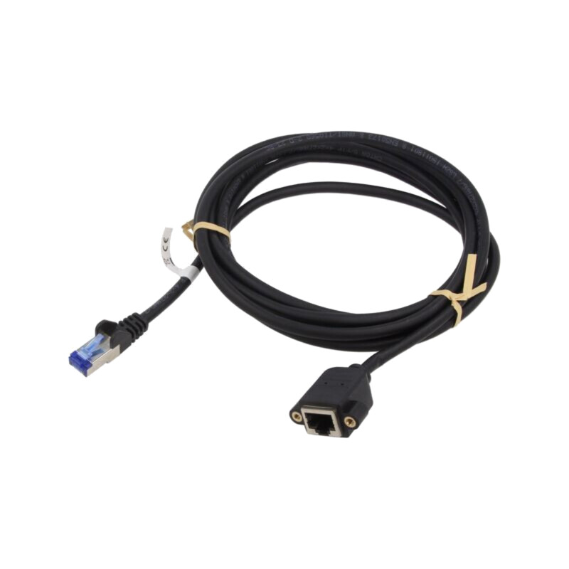 Prelungitor RJ45; S/FTP; 6a; litat; Cu; LSZH; negru; 2m; 27AWG