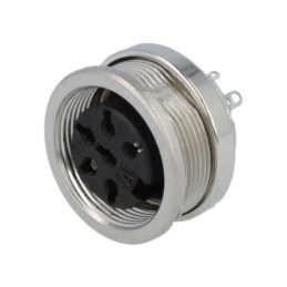 Conector: M16; soclu; mamă; lipire; PIN: 6; 5A; 300V; IP40; 0,5mm2