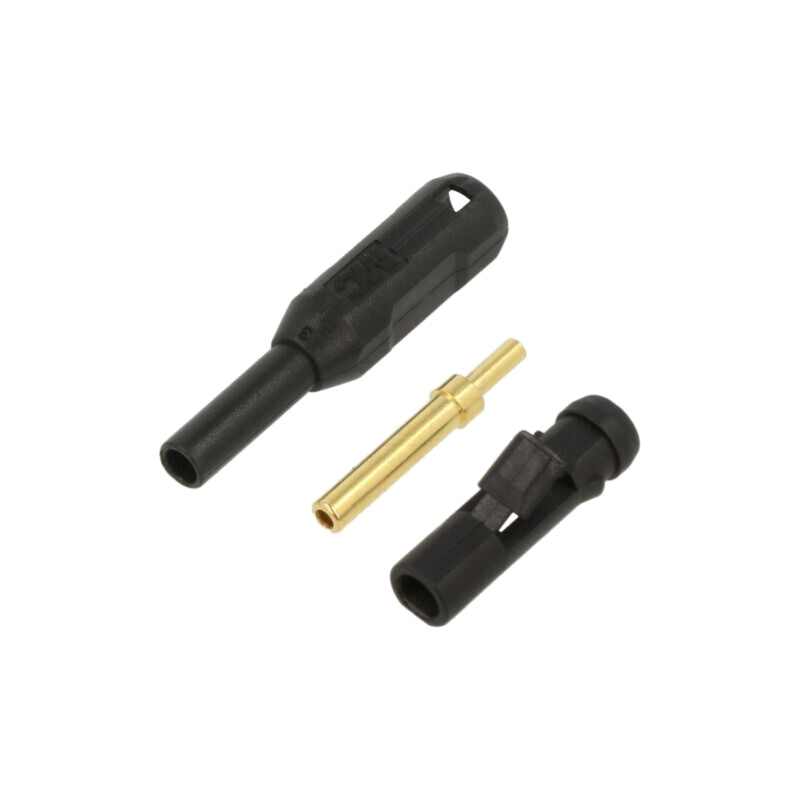 Conector: banană 1,5mm; soclu; neagră; lipite,crimpate; Medical
