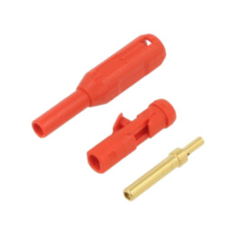 Conector: banană 1,5mm; soclu; roşie; lipite,crimpate; Medical