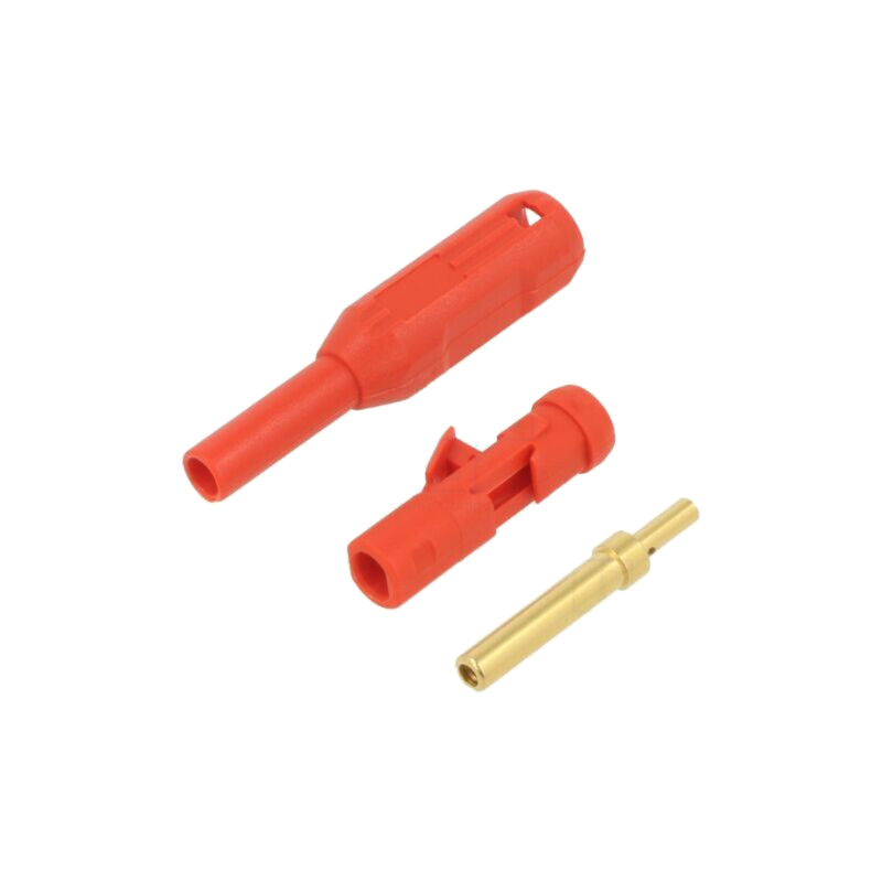 Conector: banană 1,5mm; soclu; roşie; lipite,crimpate; Medical