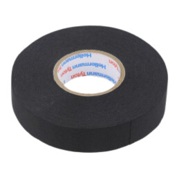 Bandă: textilă; W: 19mm; L: 25m; Thk: 0,25mm; cauciuc; neagră; 15%