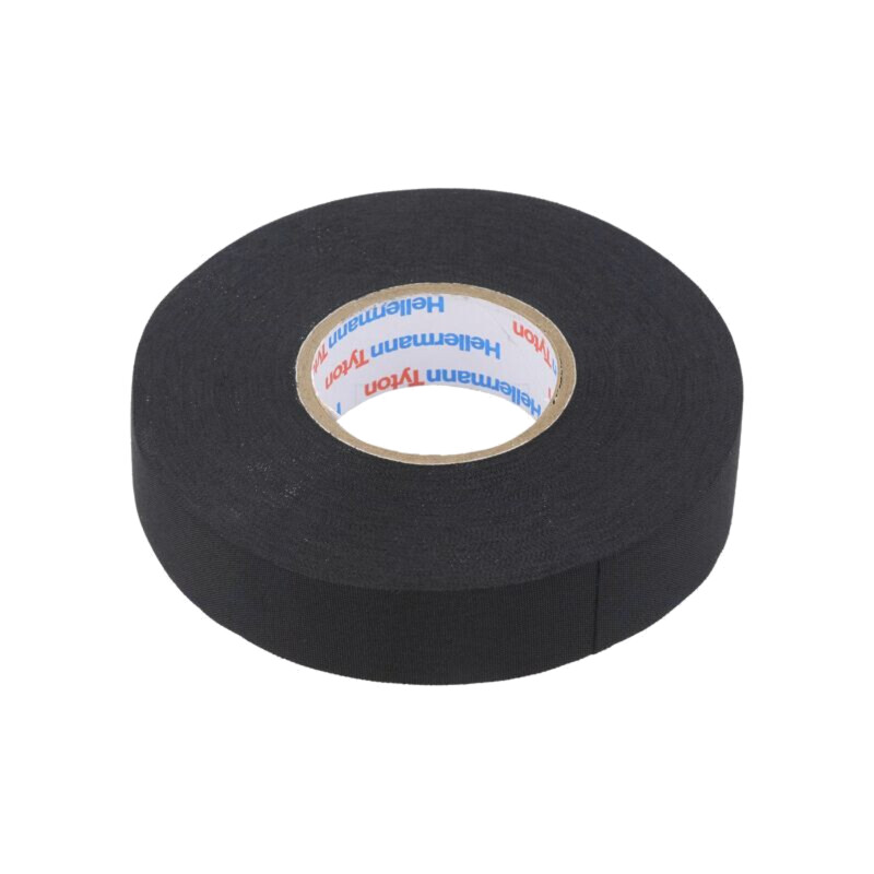 Bandă: textilă; W: 19mm; L: 25m; Thk: 0,25mm; cauciuc; neagră; 15%