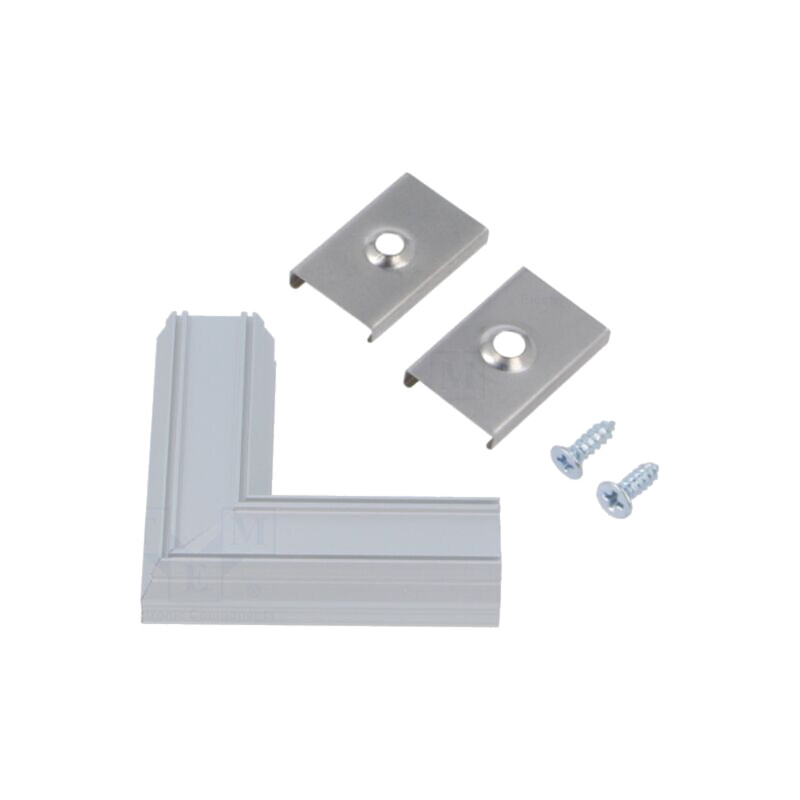Conector 90°; argintie; aluminiu; anodat; UNI12