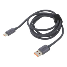 Cablu; USB 2.0; USB A mufă,USB C mufă; 1,2m; negru; textilă; 100W