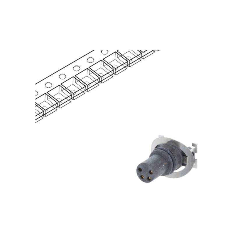 Conector: M8; mamă; PIN: 4; verticală; pentru PCB; soclu; 3A; 30V Conector: M8; mamă; PIN: 4; verticală; pentru PCB; soclu; 3A; 30V