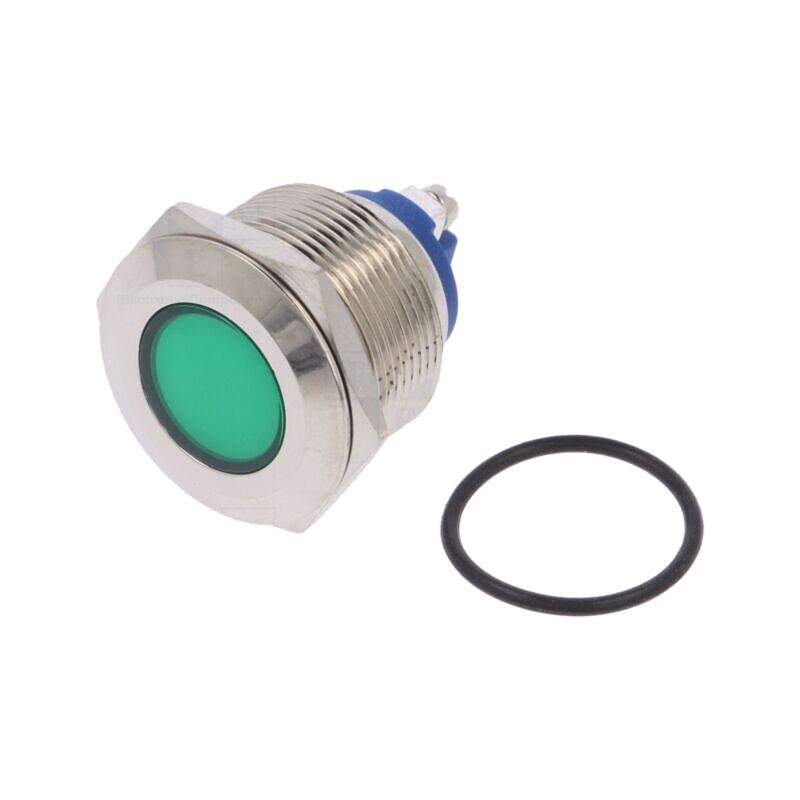 Lampă de control: LED; plată; verde; 24VDC; 24VAC; Ø22mm; cu şurub