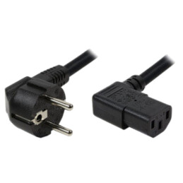 Cablu; CEE 7/7 (E/F) ştecăr în unghi,IEC C13 mamă 90°; 2m; 10A