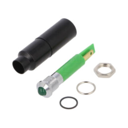Lampă de control: LED; convex; verde; 230VAC; Ø8,2mm; IP67; metal