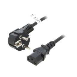 Cablu; CEE 7/7 (E/F) ştecăr în unghi,IEC C13 mamă; PVC; 2,5m