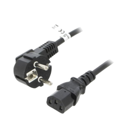 Cablu; CEE 7/7 (E/F) ştecăr în unghi,IEC C13 mamă; PVC; 2,5m