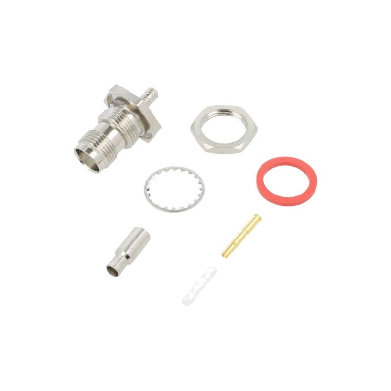 Conector: TNC; soclu; mamă; drept; 50Ω; crimpat; POM; aurit; -40÷85°C