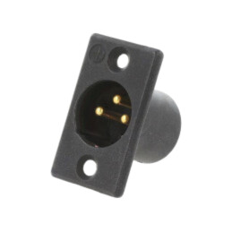 Conector: XLR; soclu; tată; PIN: 3; drept; lipire; neagră; 16A; 27mm