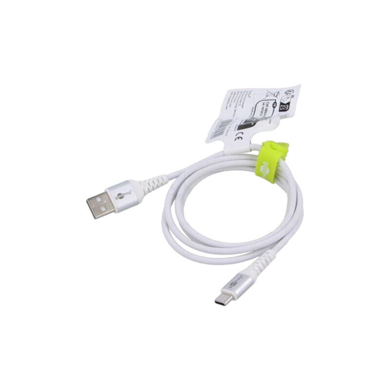 Cablu; USB 2.0; USB A mufă,USB C mufă; 1m; alb; 0,48Gbps; silicon